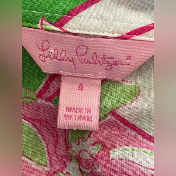 Lilly Pulitzer Floral Pink 🌸 and Green Women's Top Size 4 - Picture 7 of 8